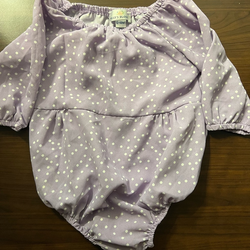 Purple pokadot baileys blossom romper